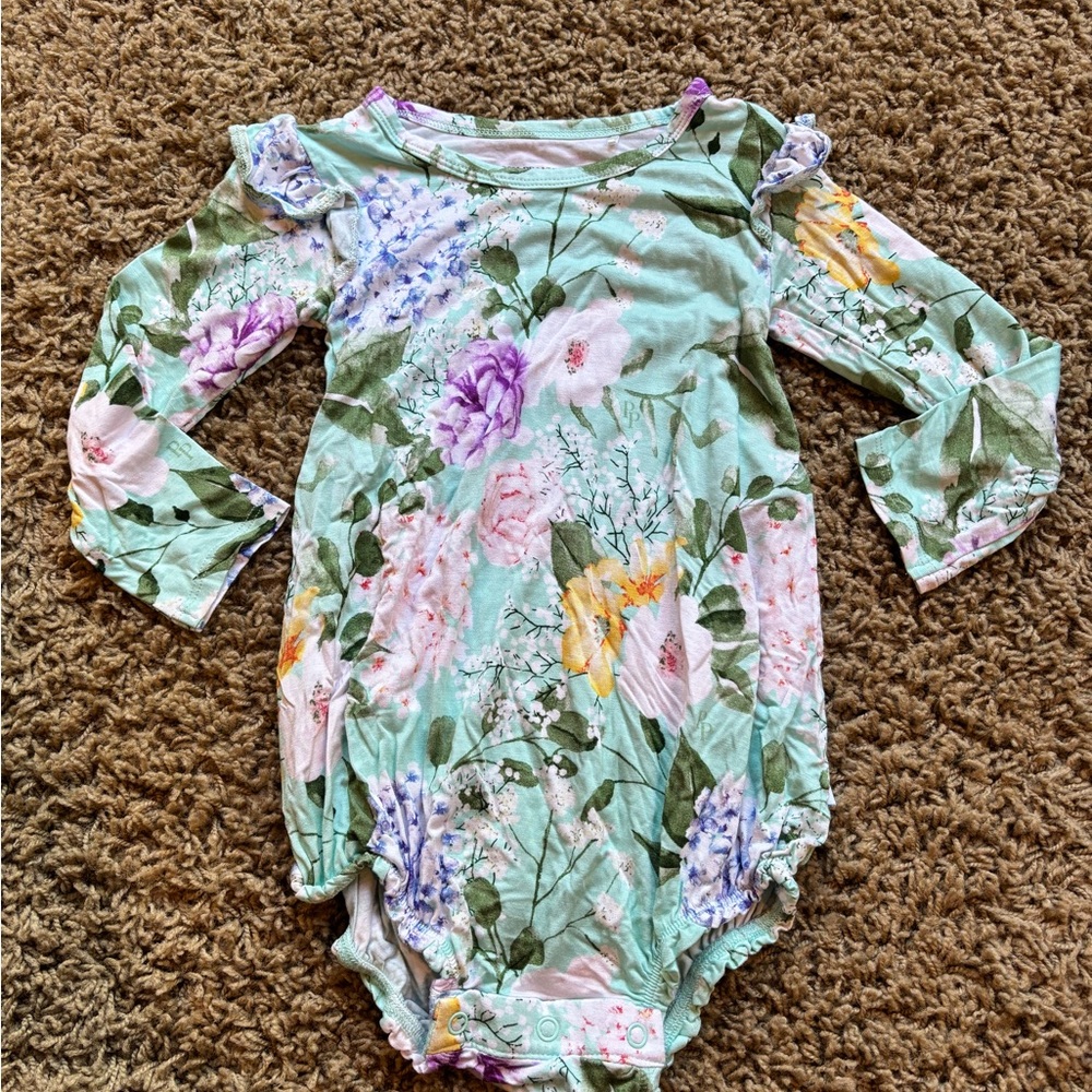 Posh Peanut Mint and Lavender Floral Romper